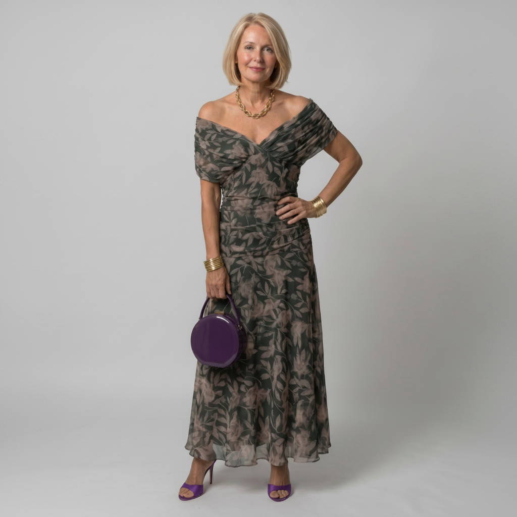 Ava | Off Shoulder Flow Midi Dress