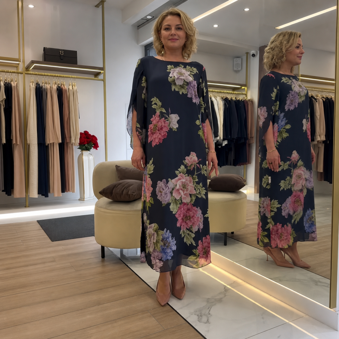 Lori | Floral Print Maxi Dress Lightweight Chiffon Comfort