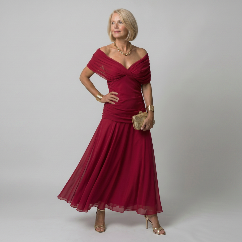 Ava | Off Shoulder Flow Midi Dress