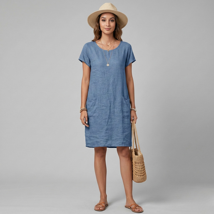 Megan | Casual Linen Pocket Dress