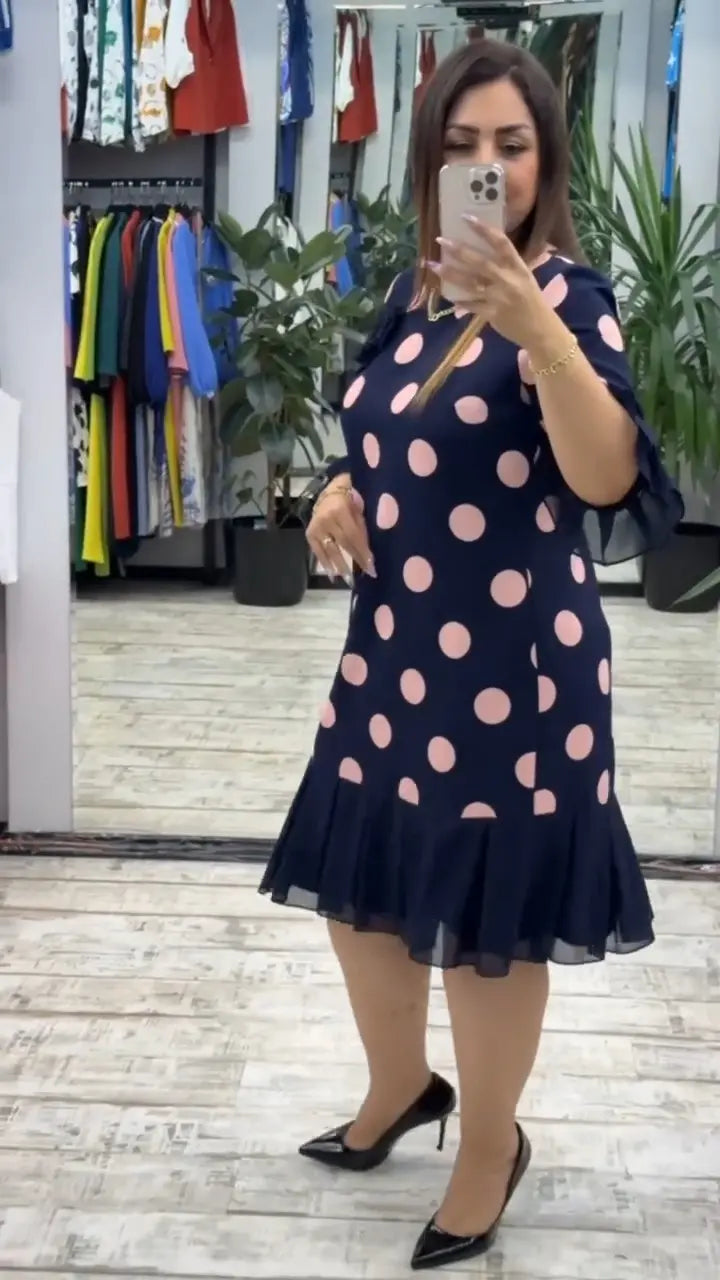 Jessica | Pleated Polka Dot Dress